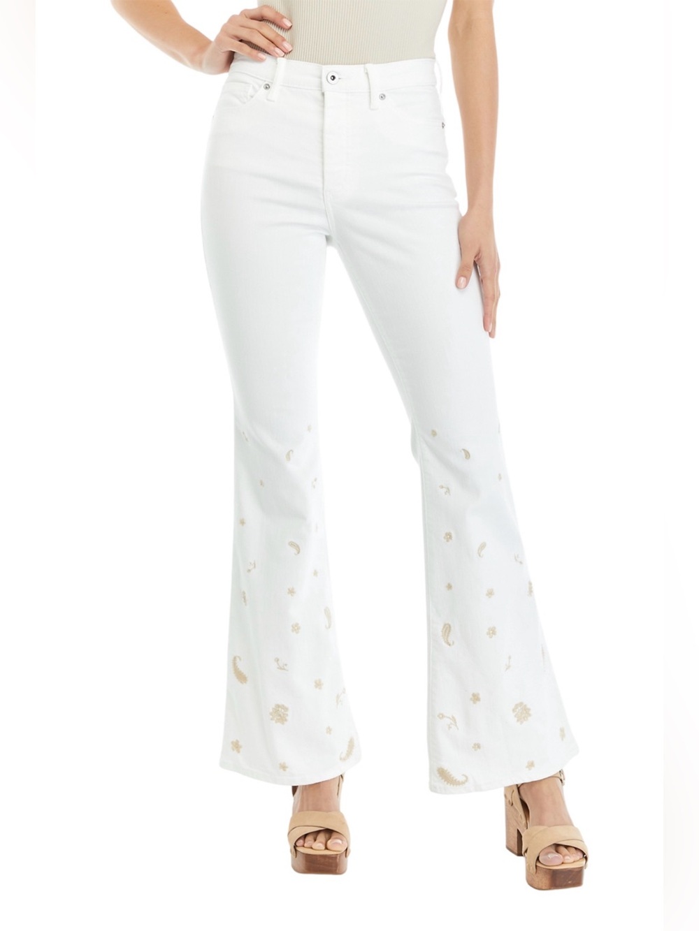 JESSICA SIMPSON Embroidered Charmed Flare Jeans.